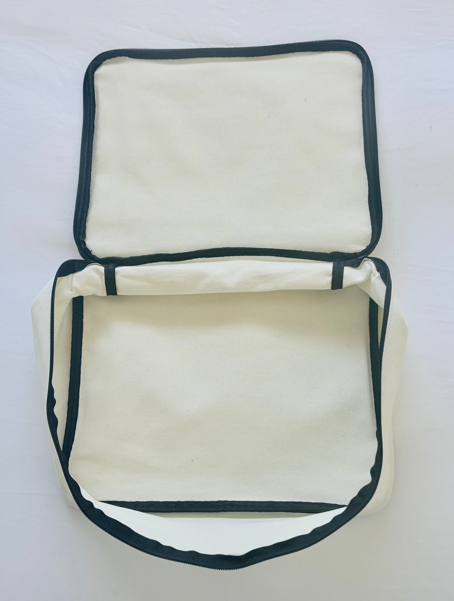 Open Cream Travel Packing Cube bird eye view showing inside the cube