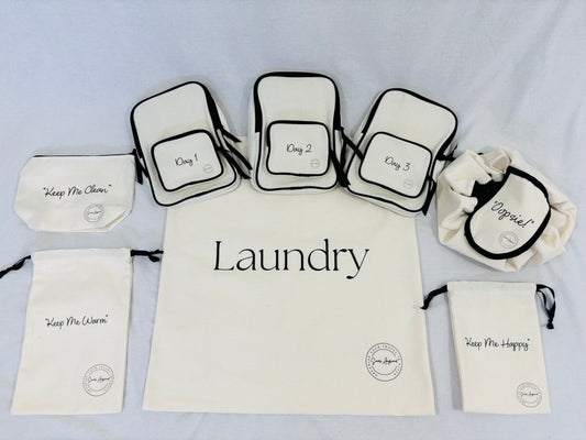 Daily Travel Packing Cubes - Full View - Cream Beige Colour - Travel Set - Baby Gift