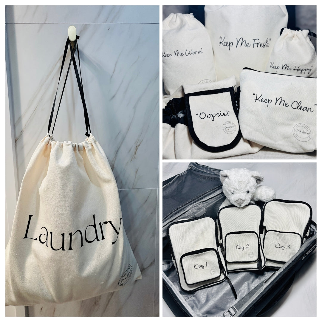 Packing Cubes – Baby – Set of 3 Daily + Bag Organisers – Cream