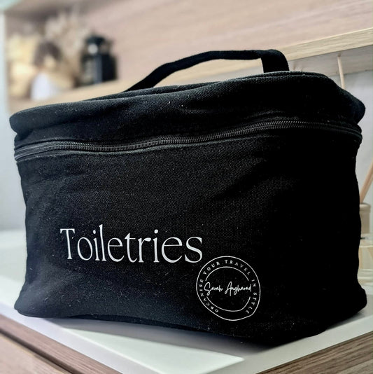 XL Toiletry Bag in Black, big enough for hair tools and all