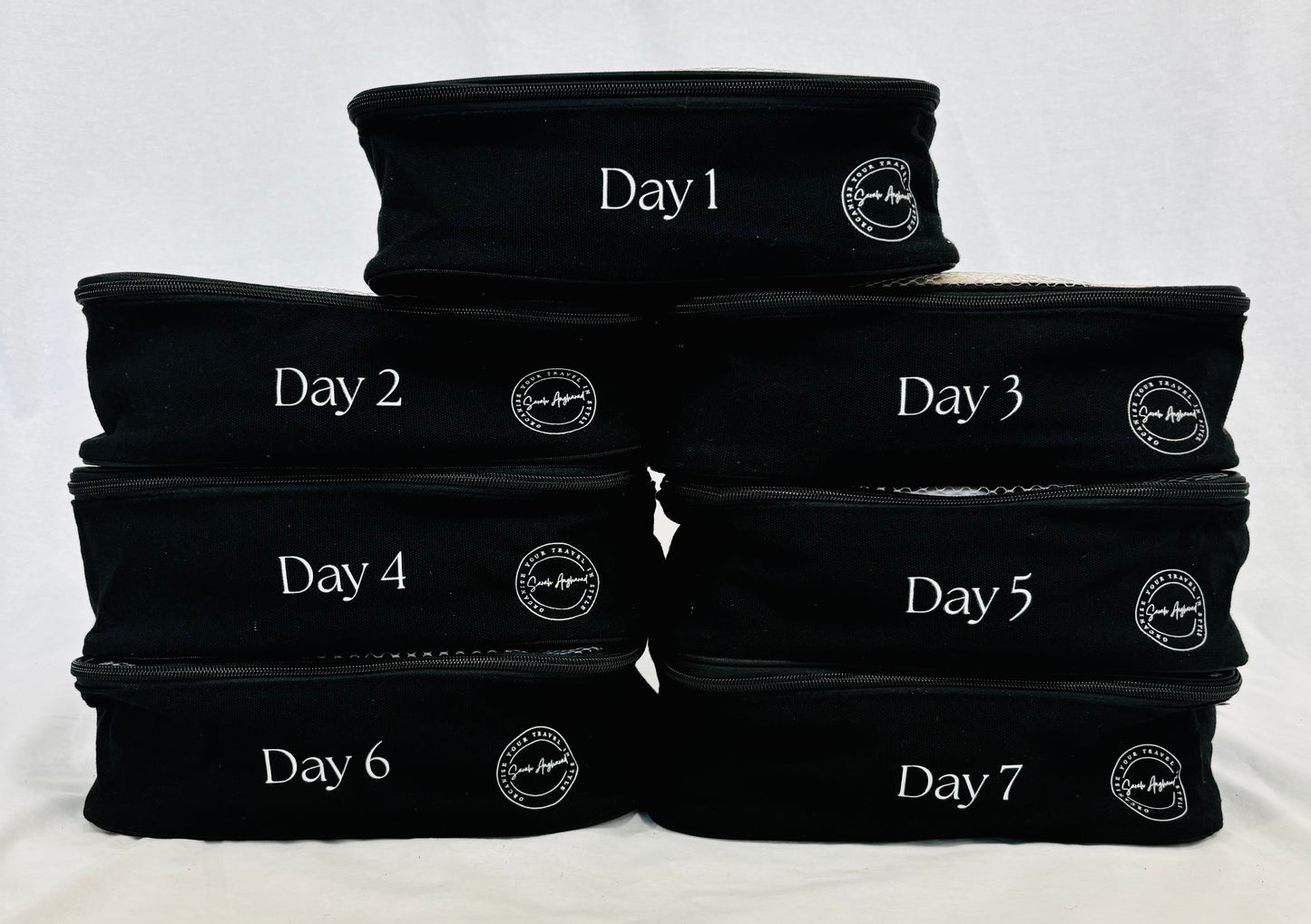 Packing Cubes - Kids - Set of 7 Daily + Laundry Bag - Black