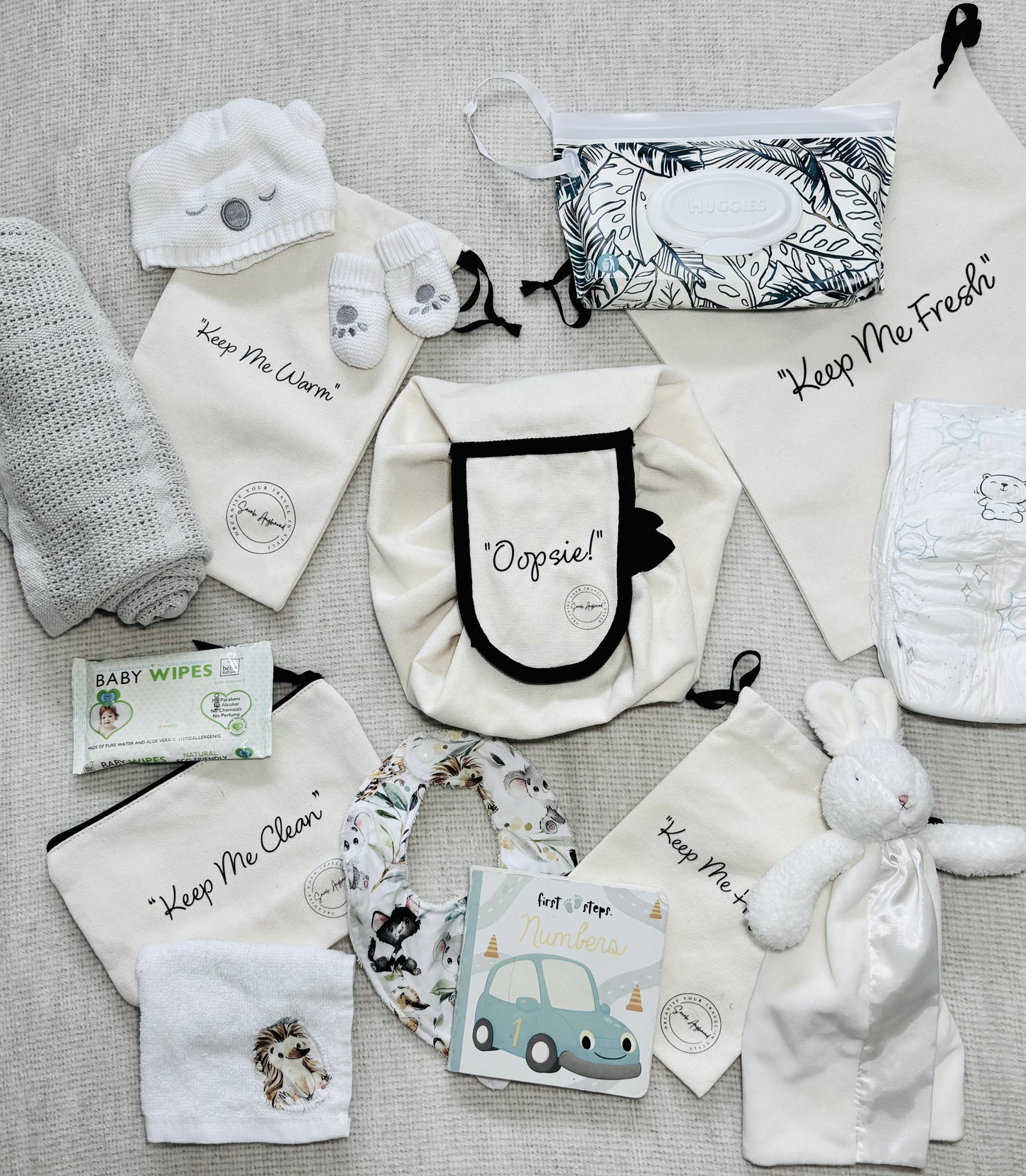 Nappy Bag Organisers - Baby - "Keep Me" Set - Cream