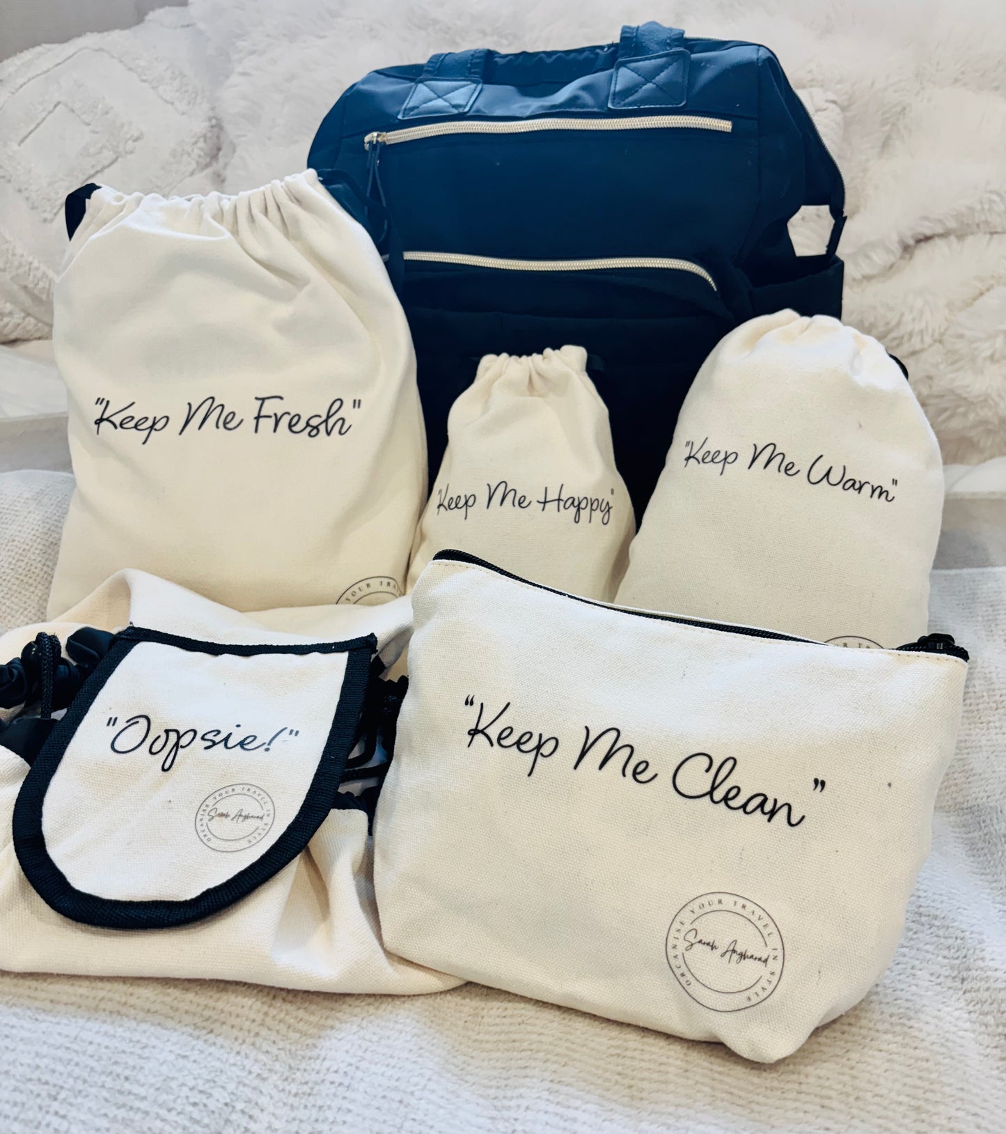 Nappy Bag Organisers - Baby - "Keep Me" Set - Cream