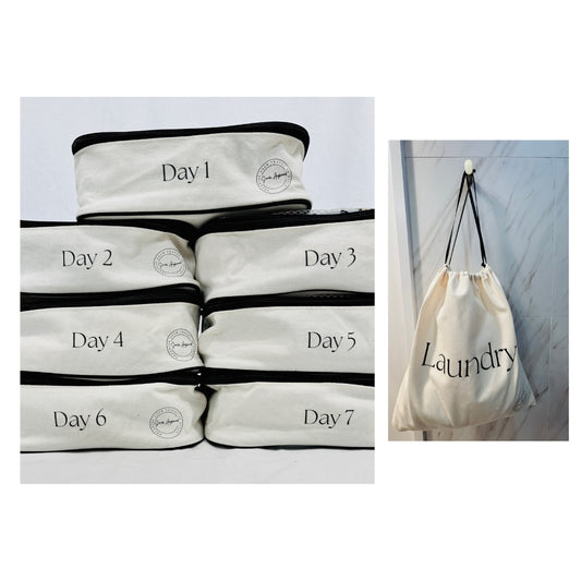 Packing Cubes - Kids - Set of 7 Daily + Laundry Bag - Cream
