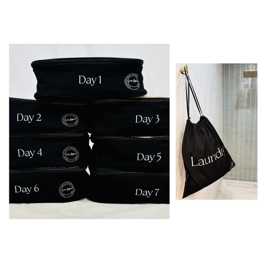 Packing Cubes - Kids - Set of 7 Daily + Laundry Bag - Black